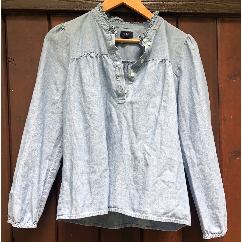 J Crew Flowy light denim top Size Small